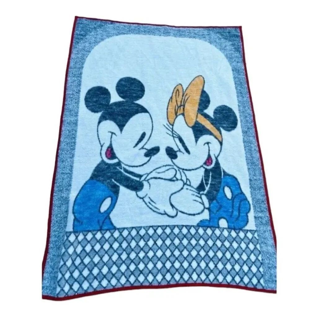 Vintage 90s Disney Mickey Mouse & Minnie Mouse Fleece Throw Blanket